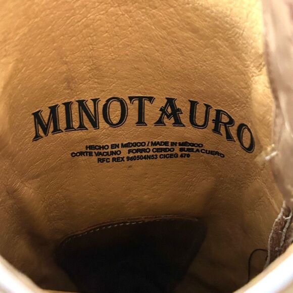 Minotauro Western Leather Cowgirl Boots Brown & Cream Size 6.5 NEW in Box - Picture 14 of 16